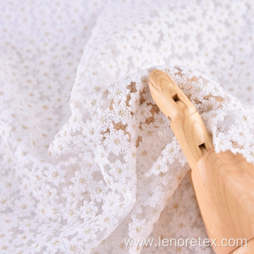 Polyester Small Flower Woven Lace Embroidery Tulle Fabric